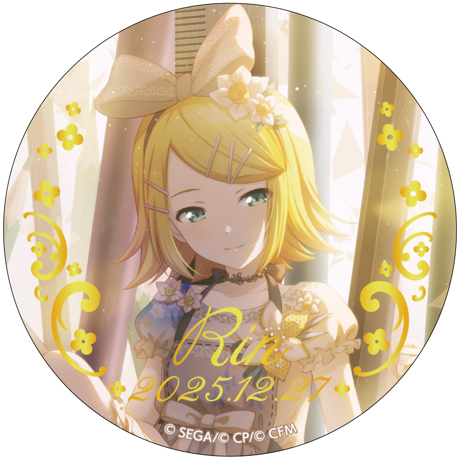 箔押し缶バッジ 鏡音リン D