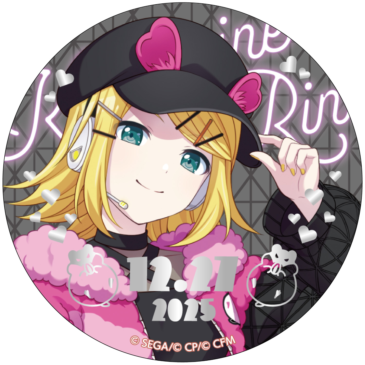 箔押し缶バッジ 鏡音リン E