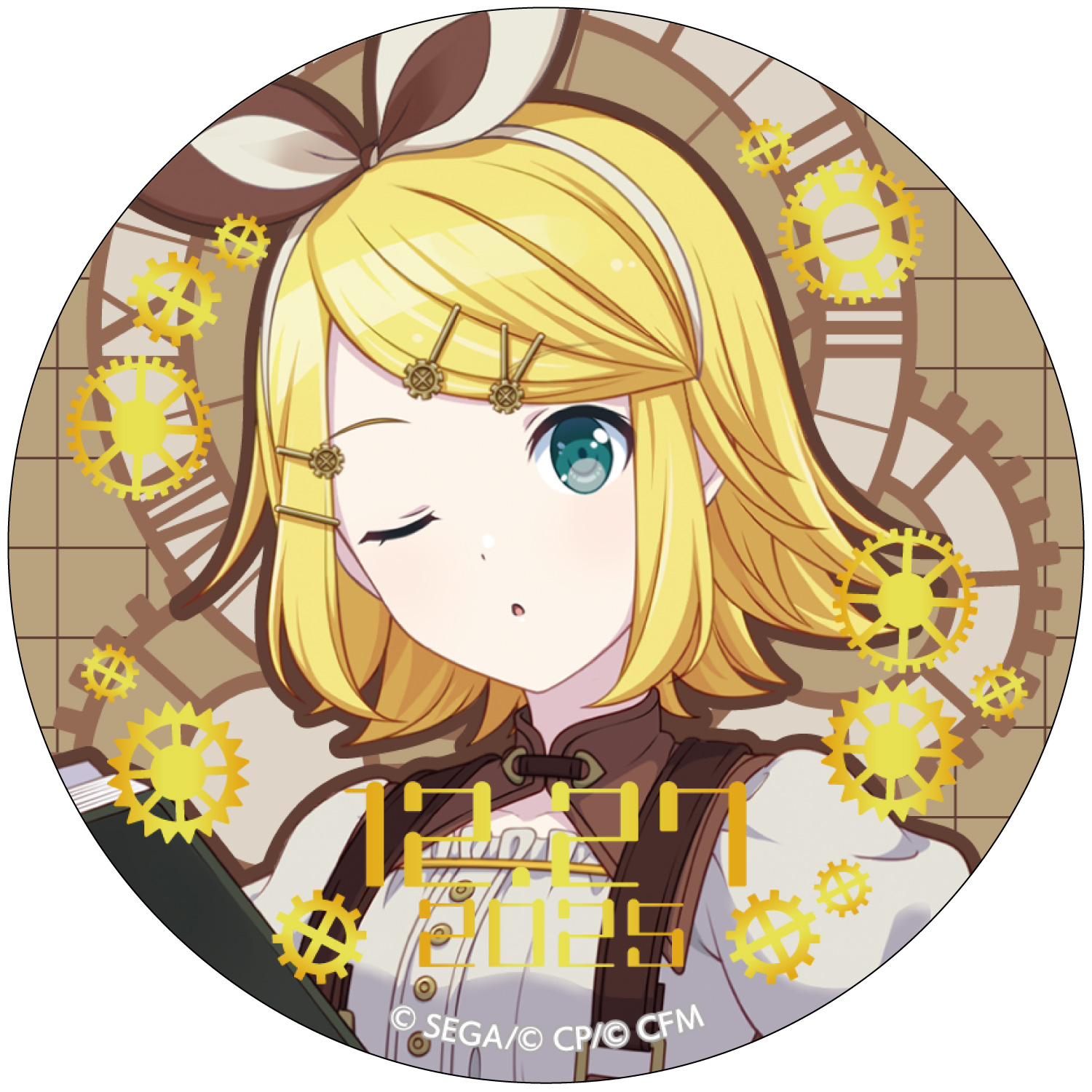 箔押し缶バッジ 鏡音リン F