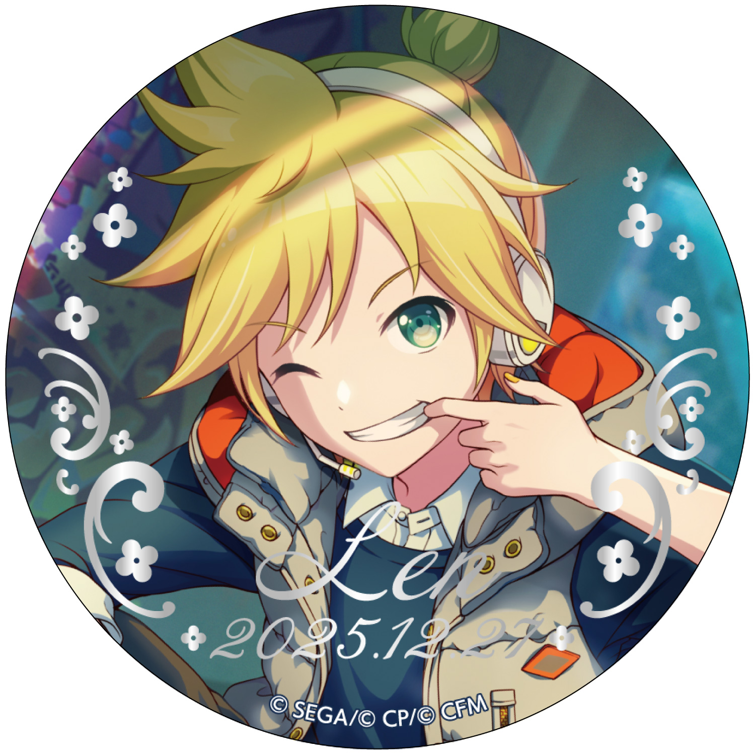 箔押し缶バッジ 鏡音レン D