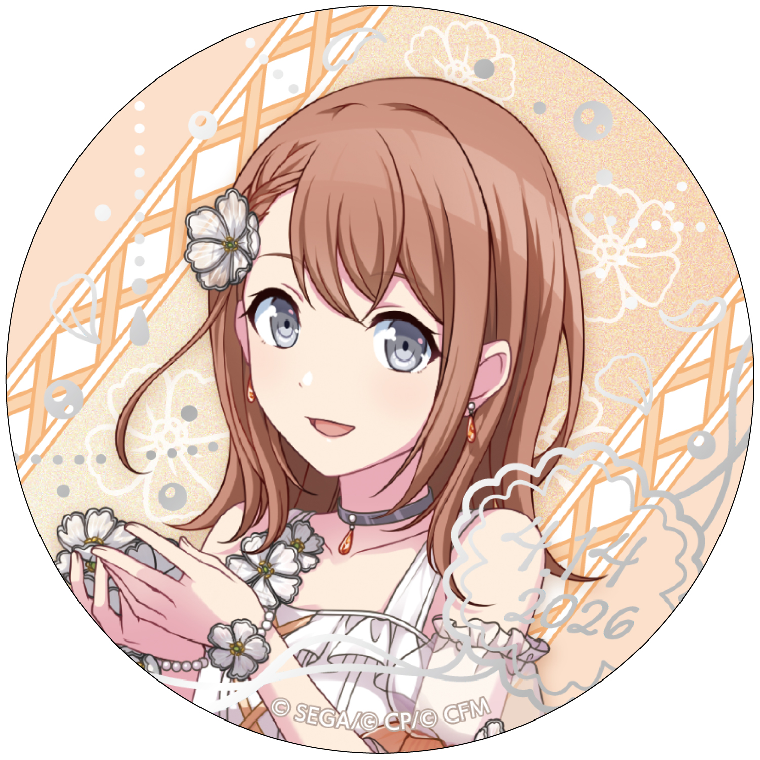 箔押し缶バッジ 花里 みのり E