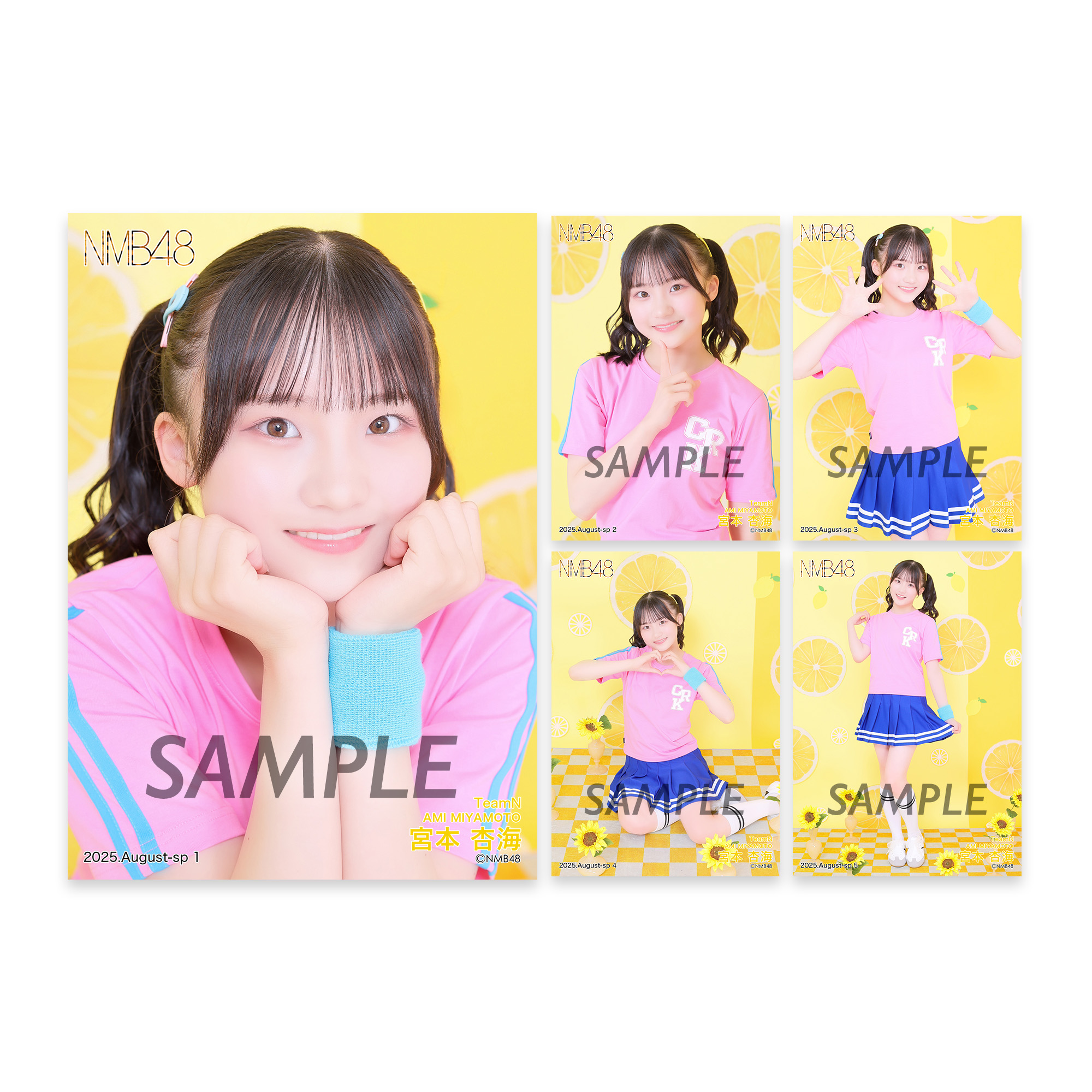 NMB48 宮本杏海 2025.May 絶滅黒髪少女 ランダム生写真 B 直筆 個別生写真5枚セット 2025.August Vol.2 宮本杏海(TeamN