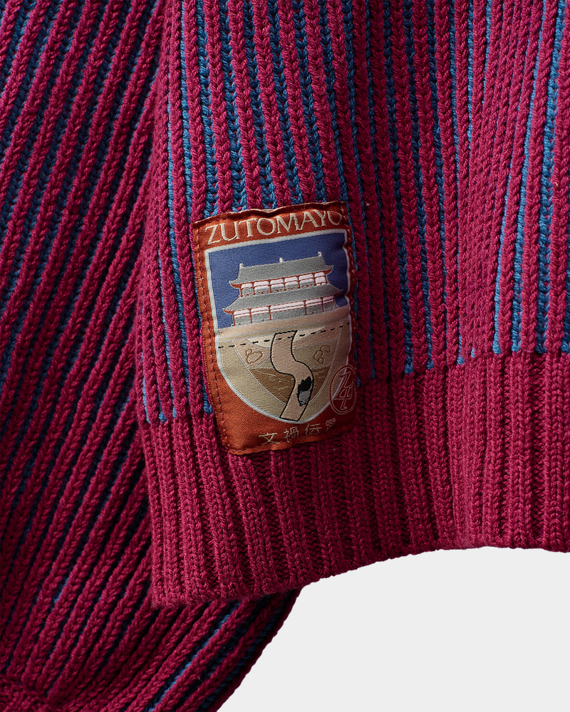 LEGACY ZOMBIE LABO Stripe Sweater (Burgundy × Blue) - ZUTOMAYO MART LEGACY ZOMBIE LABO Stripe Sweater (Burgundy × Blue) - ZUTOMAYO MART