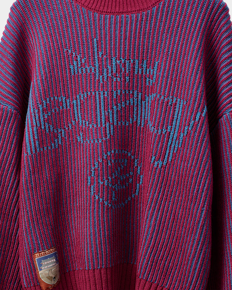 LEGACY ZOMBIE LABO Stripe Sweater (Burgundy × Blue) - ZUTOMAYO MART
