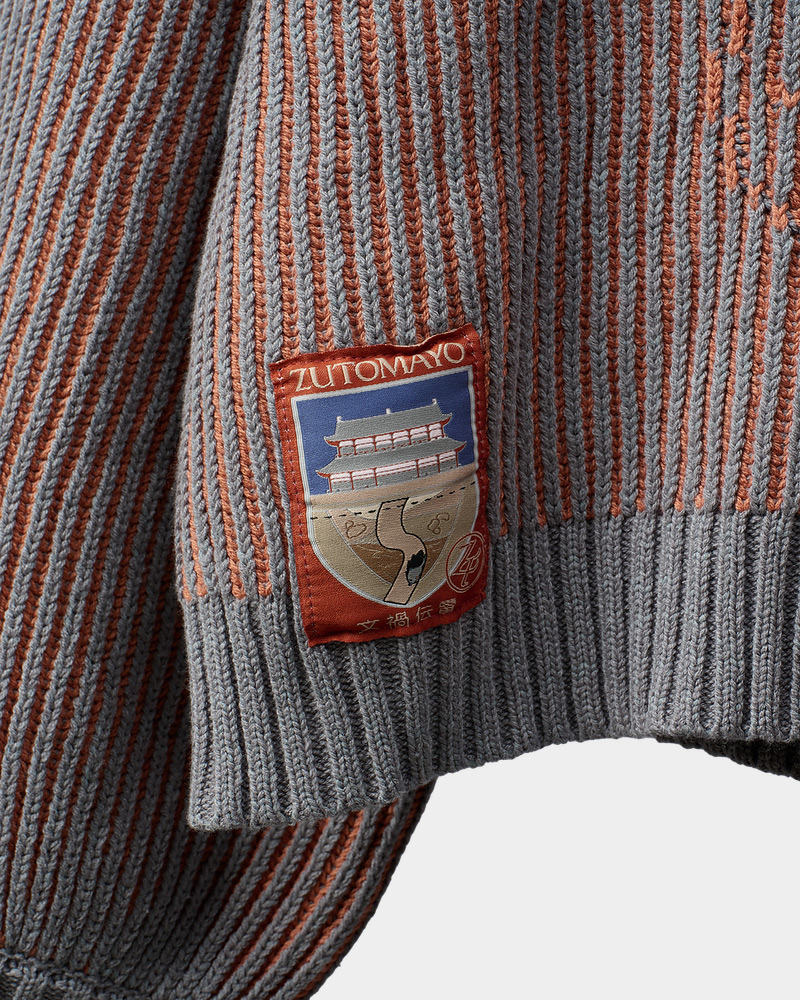 LEGACY ZOMBIE LABO Stripe Sweater (Blue Gray × Orange) - ZUTOMAYO MART