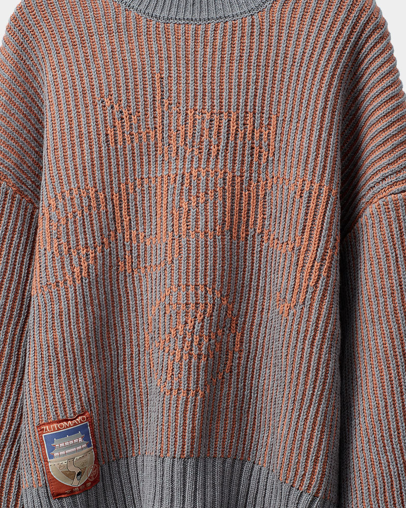 LEGACY ZOMBIE LABO Stripe Sweater (Blue Gray × Orange) - ZUTOMAYO MART