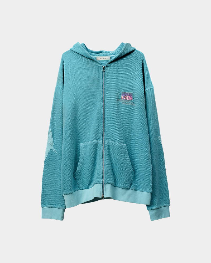 JUN様 THUNDER CONPAÑA Full-zip Hoodie (Nerd Cyan) - ZUTOMAYO MART