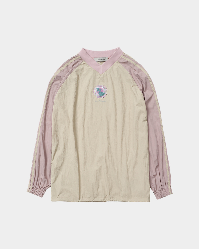 ￼まさはる CULTURAL REVIVAL Pullover Nylon Shirt (Gray Pink) - ZUTOMAYO MART