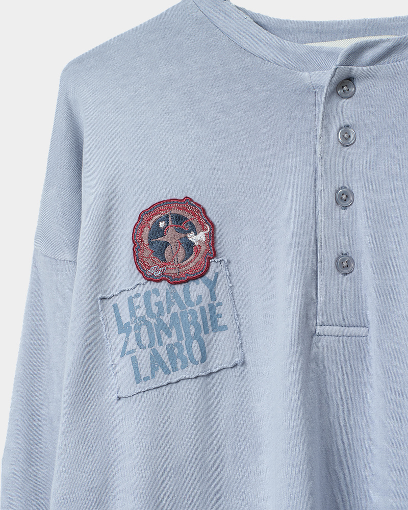 コラボレ　リニューアル品 LEGACY ZOMBIE LABO Fake Layered Henley Neck Shirt (Ice Blue